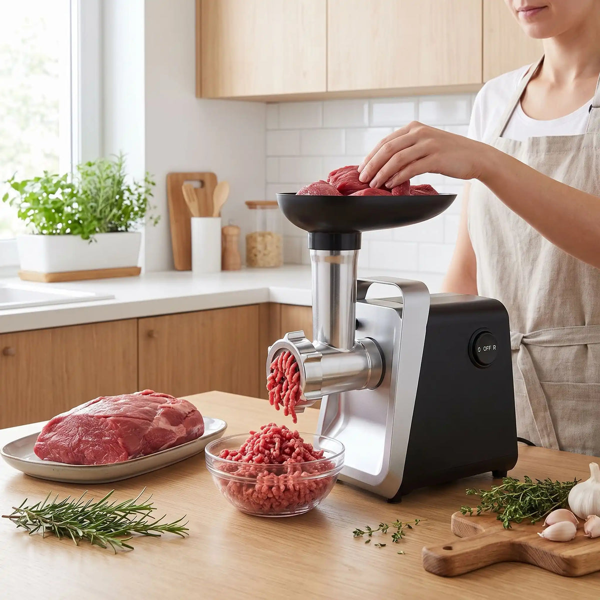 Hachoir à viande et légumes électrique 2-en-1 ,800w