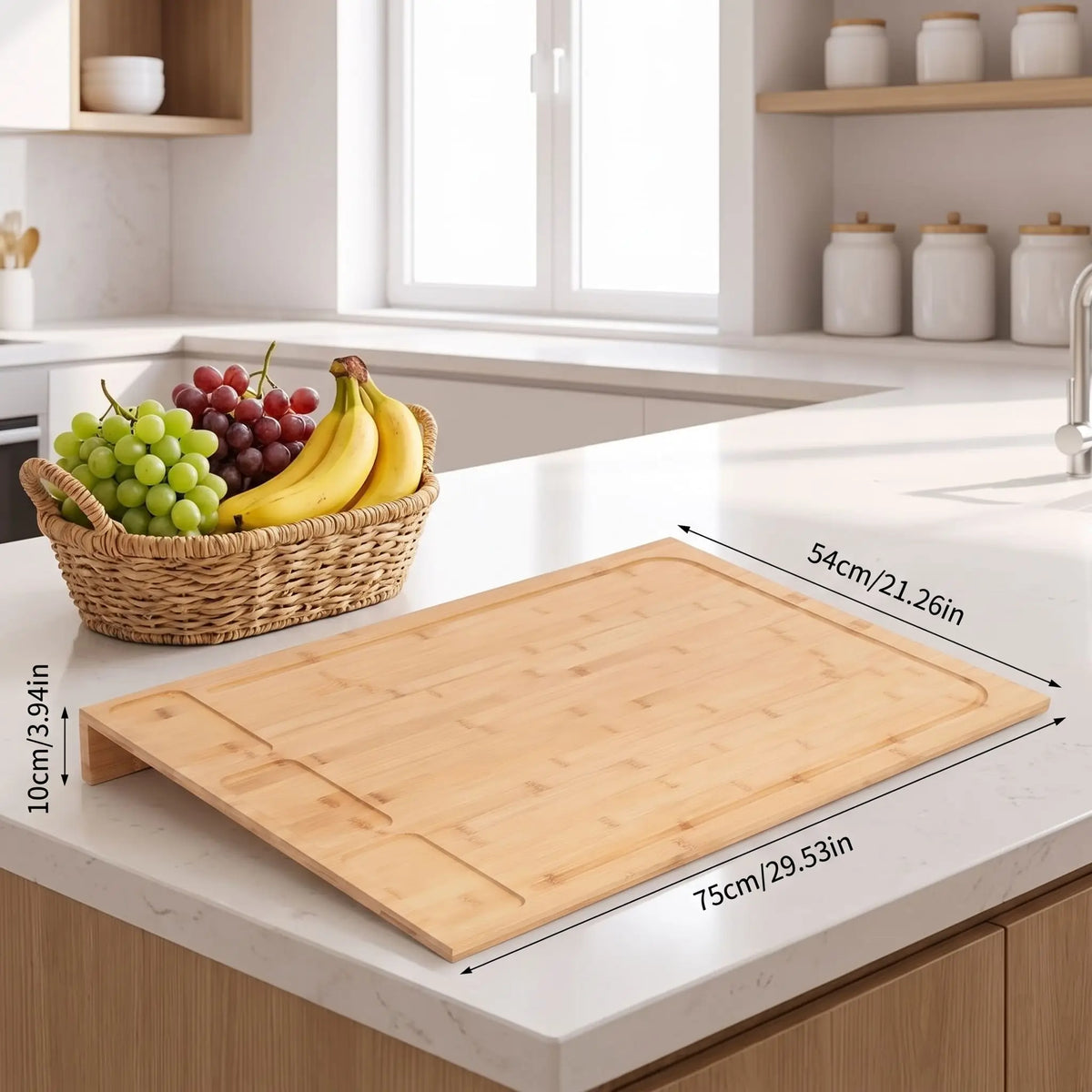  planche à découper et protection de comptoir pour cuisinière avec ses dimensions l 75 cms L 54 cms H 10 cms 