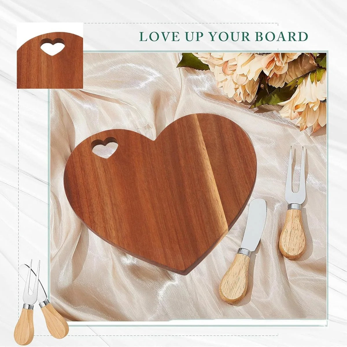 planche à fromage en forme de coeur  pour diner en amoureux 