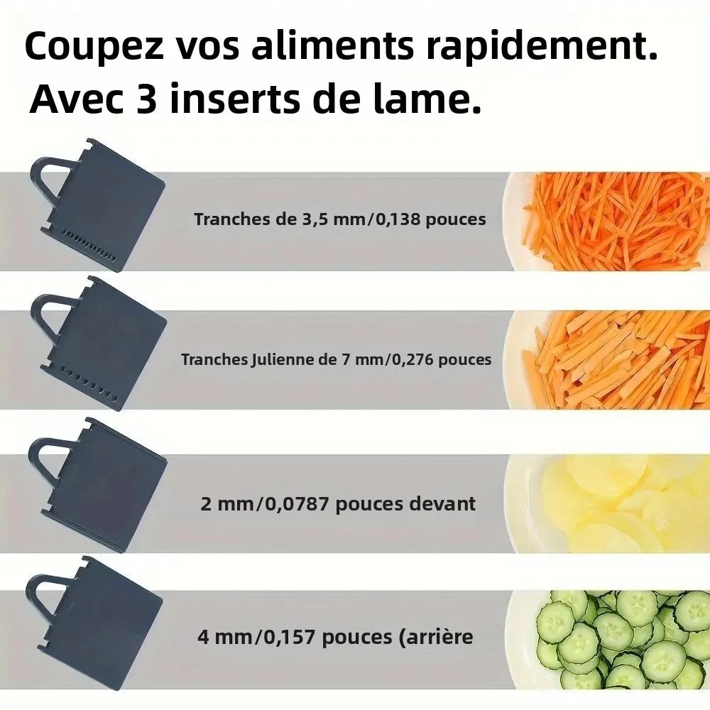  trancheuse alimentaire mandoline présentation de quatre inserts de lames 