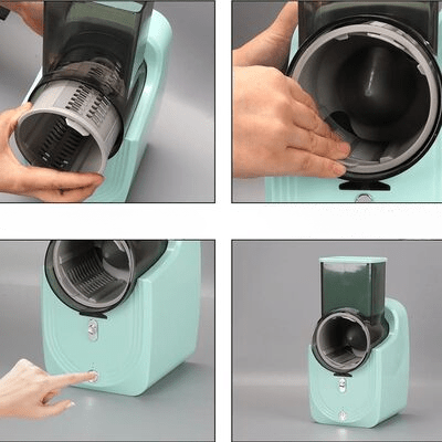 SmartTranche™ - Vert - 4 photos montrant les manupulitions pour le nettoyage ou le rangement 