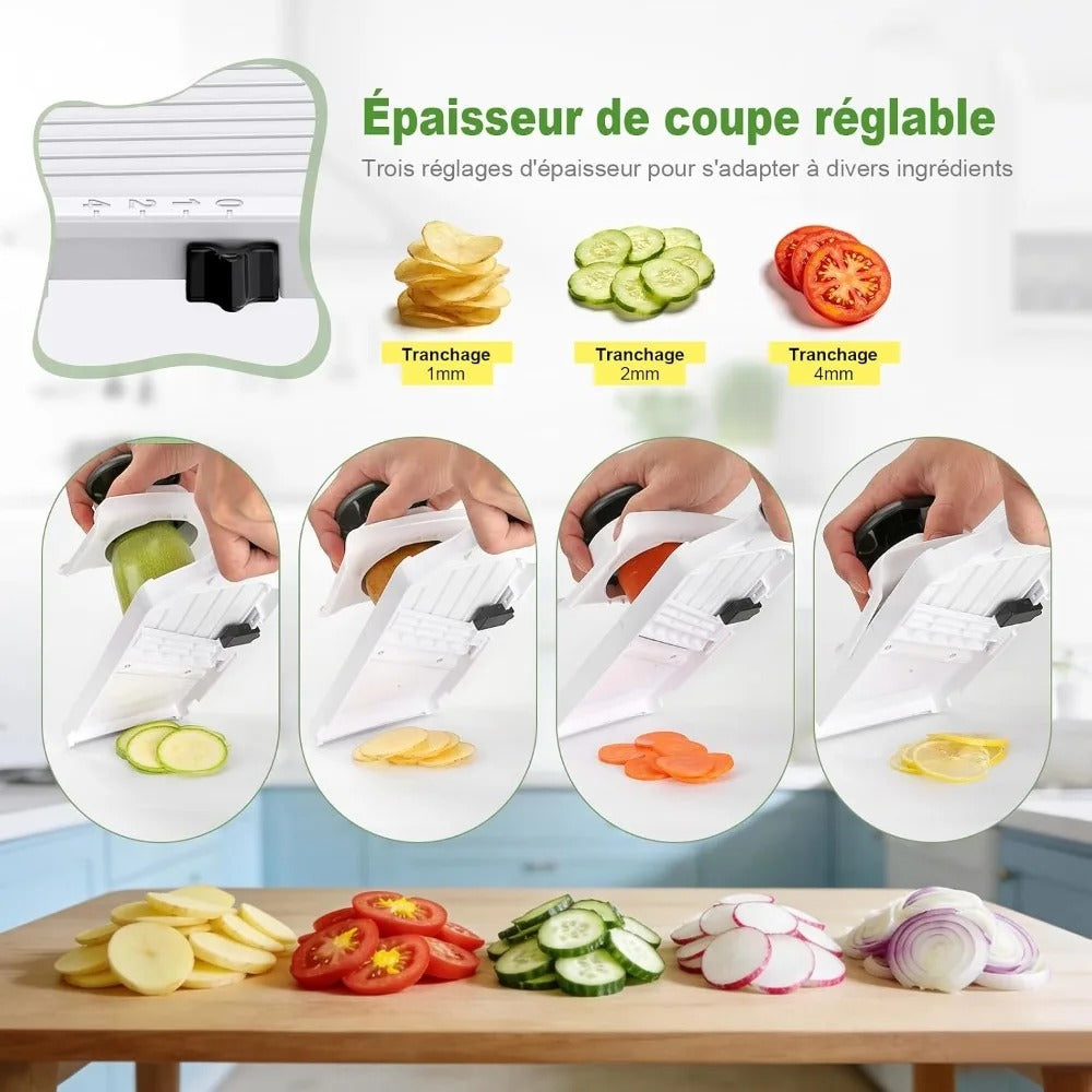 Mandoline coupe-légumes réglable 1-4 mm épaisseur de coupe règlable 