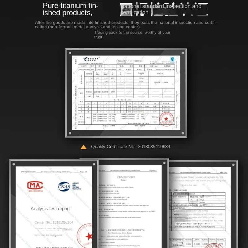 planche à découper en alliage pur 
épais  quatre certificats de garantie de qualité 