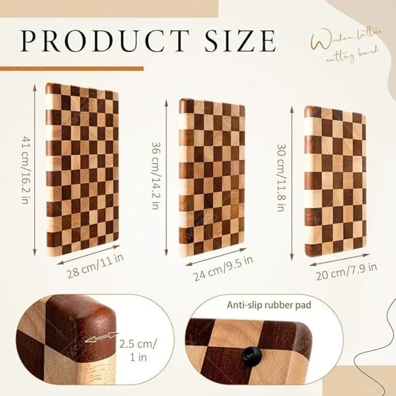 planche à découper en bois d'acacia, damier différentes dimensions 