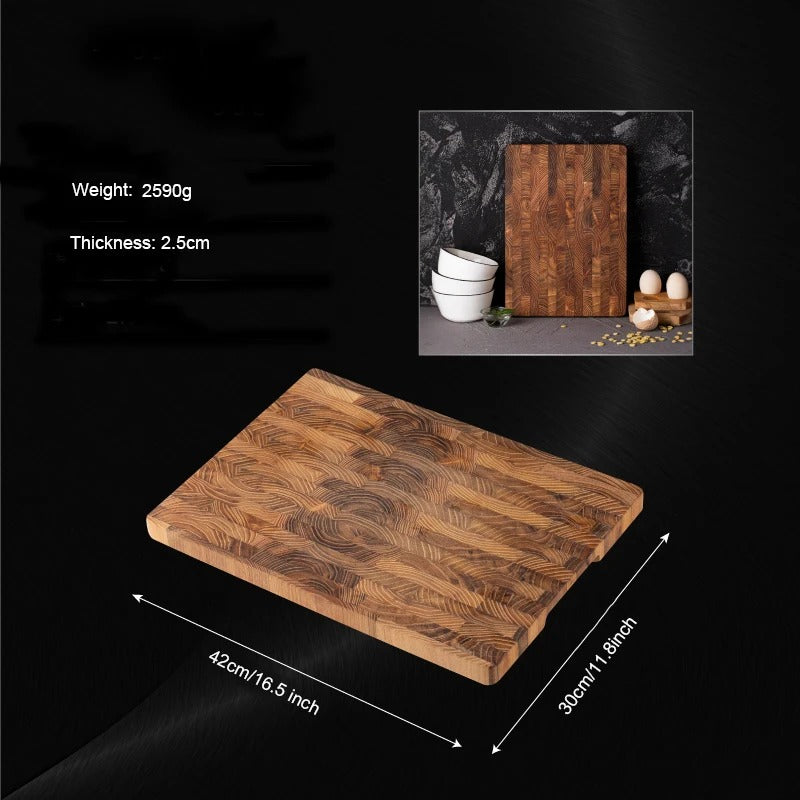  planches à découper en bois de teck  dimensions des planches 1 de 42 cms sur 30 cms et l'autre de 34 cms sur 24 cms 