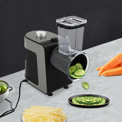 Trancheuse à légumes électrique SK-1180  une autre prise de vue l'appareil avec son reservoir pour mettttre les legumes 