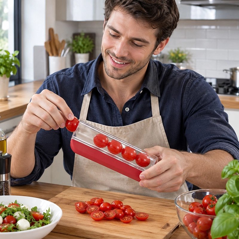 Coupe légumes manuel prépare l'appareil pour coupe les tomantes 