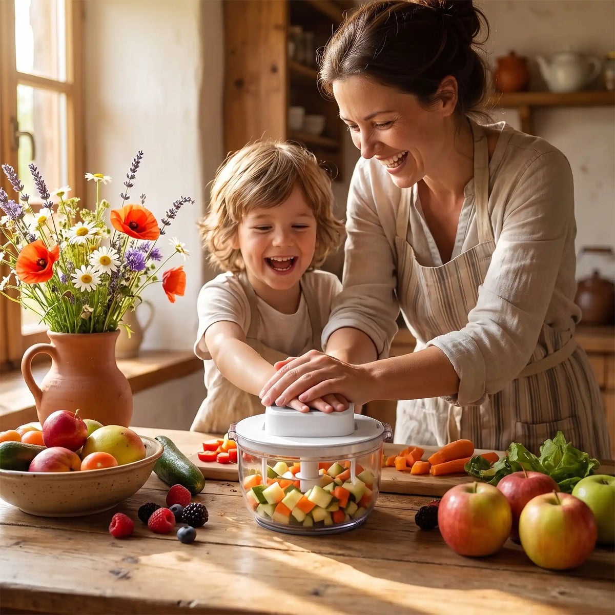 Hachoir à légumes multifonctionnel 3-en-1 | Sécurisé