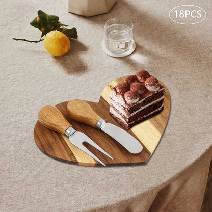 Ensemble de 18 planches à fromage bois acacia coeur | Premium