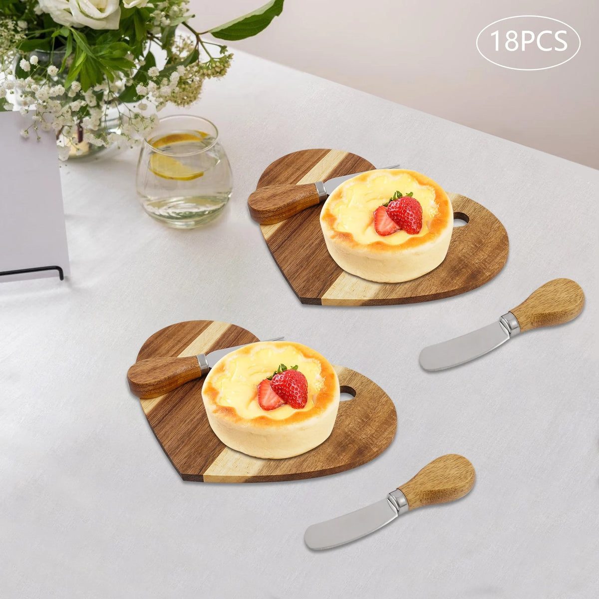 Ensemble de 18 planches à fromage bois acacia coeur | Premium