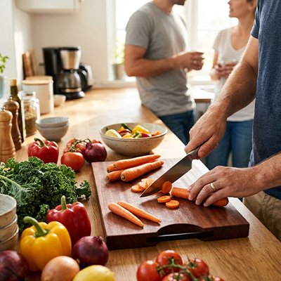 Planche à découper bois coupe des carottes 
