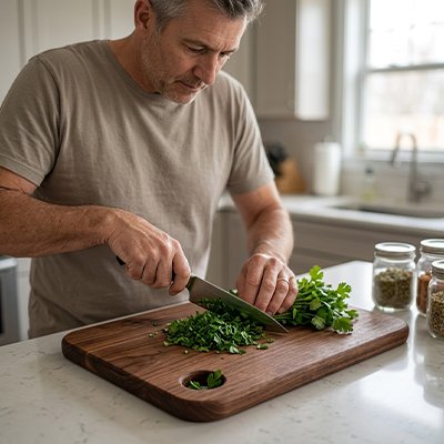 Planche à découper bois  stable pour couer 
