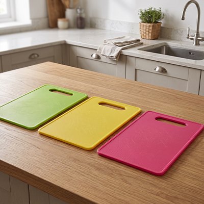 Planche a decouper trois couleur vert jaune rouge 