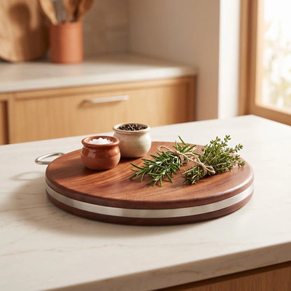 planche à découper en bois de fer image IA  plance avec des plantes aromtiques