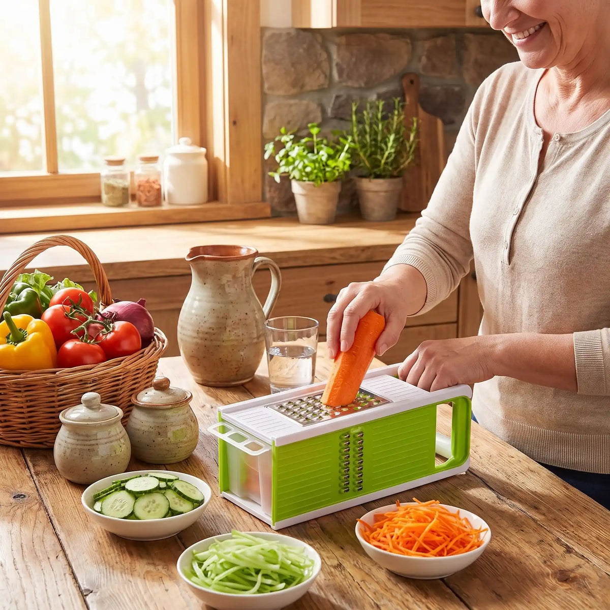 trancheuse de légumes et de fruits femme râpe des carottes 